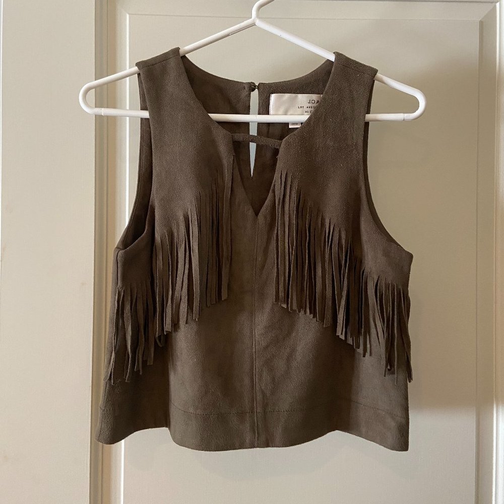 J.O.A. Fringe Suede Top